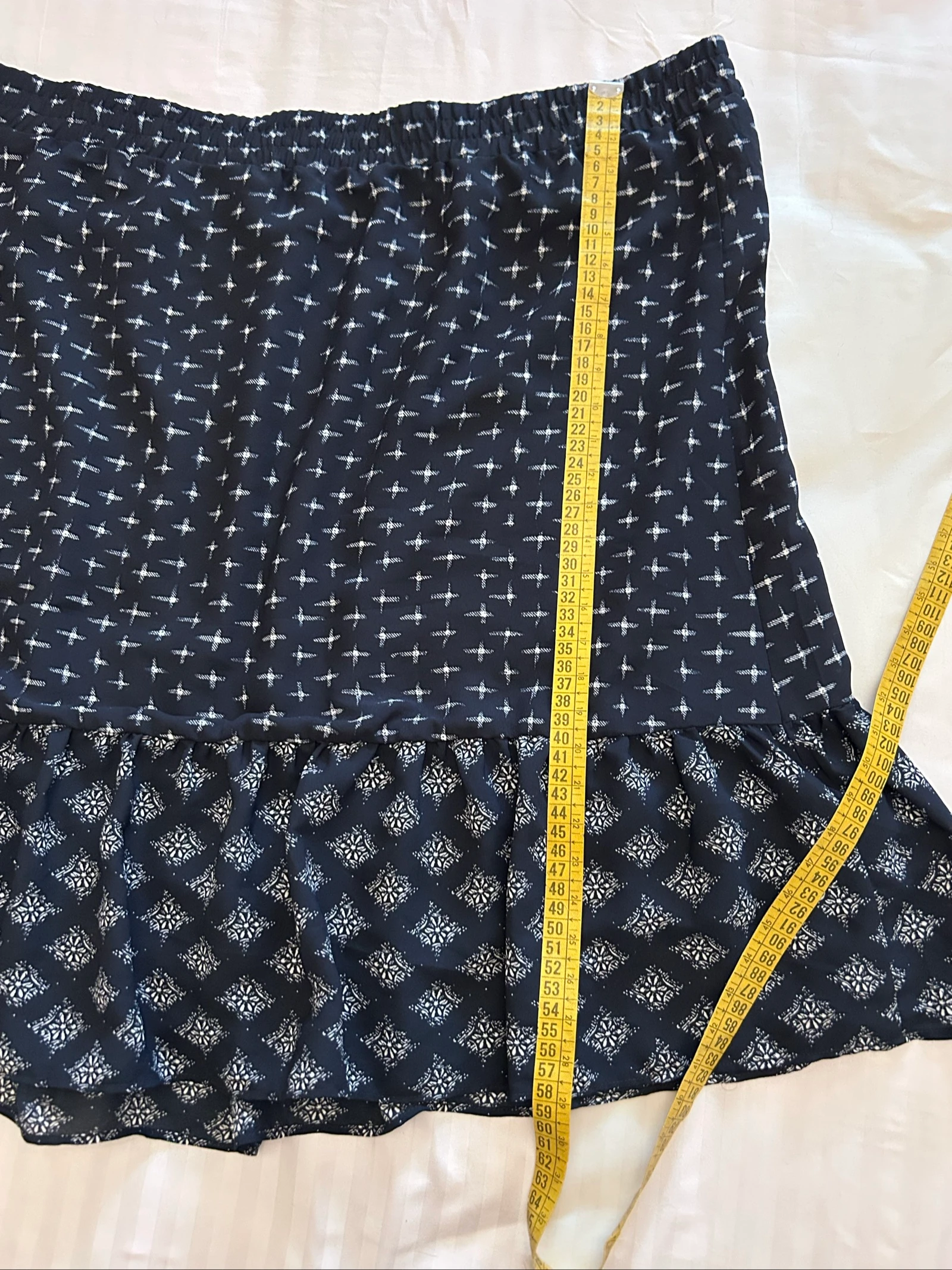 Jupe vintage à motif floral bleu marine et blanc taille XL de C&A – photo 4